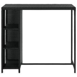 Berkfield Home Bar Table with Storage Rack Black 120x60x110 cm Poly Rattan - Size: 120 x 60 x 110 cm