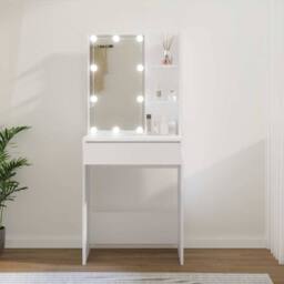 Berkfield Home Dressing Table with LED White 60x40x140 cm - Size: 60 x 40 x 140 cm - thumbnail 2