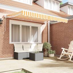 Berkfield Home Awning Replacement Fabric for 3.5x2 m Frame Yellow & White - thumbnail 3