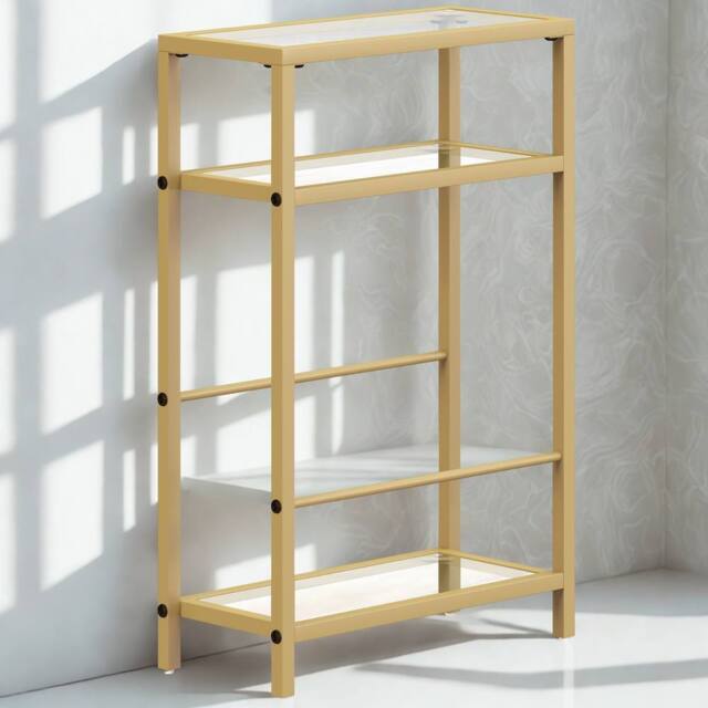 FURNOS 3 Tier Side End Table With Tempered Glass Top Gold - image 1