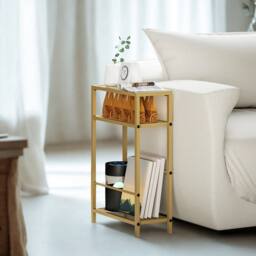 FURNOS 3 Tier Side End Table With Tempered Glass Top Gold - thumbnail 3