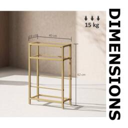 FURNOS 3 Tier Side End Table With Tempered Glass Top Gold - thumbnail 7