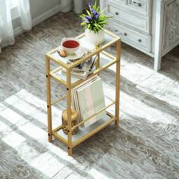 FURNOS 3 Tier Side End Table With Tempered Glass Top Gold - thumbnail 4