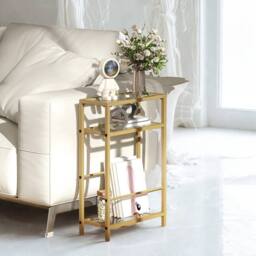 FURNOS 3 Tier Side End Table With Tempered Glass Top Gold - thumbnail 2