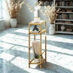 FURNOS 3 Tier Side End Table With Tempered Glass Top Gold - thumbnail 5