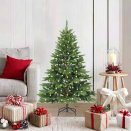 Berkfield Home Artificial Christmas Tree with 150 LEDs Green 120 cm PE & PVC - thumbnail 1