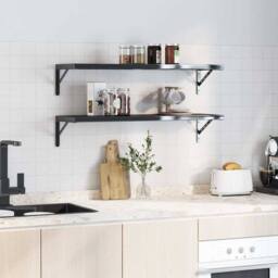 Berkfield Home Shelf Brackets 4 pcs 30x2.5x15.5 cm Black Stainless Steel - thumbnail 4