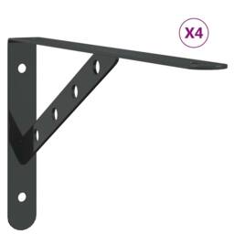 Berkfield Home Shelf Brackets 4 pcs 30x2.5x15.5 cm Black Stainless Steel - thumbnail 2