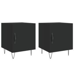 Berkfield Home Bedside Cabinets 2 pcs Black 40x40x50 cm Engineered Wood - Size: 40 x 40 x 50 cm - thumbnail 1