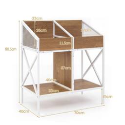 VOGREX Industrial 2-Tier 4-Grid Vinyl Record Magazine Storage Rack in Brown - thumbnail 2