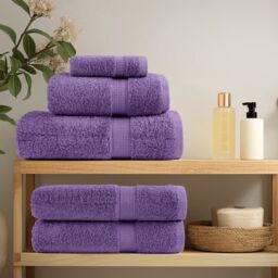 Berkfield Home 8 Piece Premium Towel Set SOLUND Purple 600 gsm - thumbnail 3