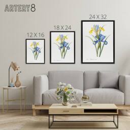 "Artery8 Spanish iris Botanical Redoute Vintage Black Framed Canvas Wall Art in White - Size: W12"" x H16""" - thumbnail 4