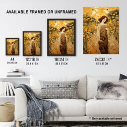 "Artery8 Walk On The Wildflower By Mia Rose Modern Klimt Style Painting Unframed Wall Art Print Poster Home Decor Premium - Size: W12"" x H16""" - thumbnail 3