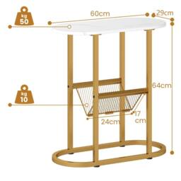 Costway 2-Tier Oval End Table Narrow Side Table w/Magazine Holder in White - thumbnail 2