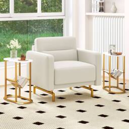 Costway 2-Tier Oval End Table Narrow Side Table w/Magazine Holder in White - thumbnail 9