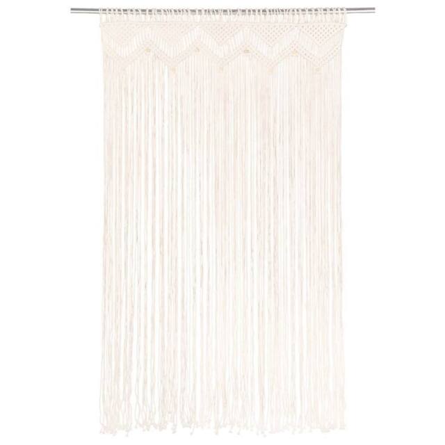 Berkfield Home Macrame Curtain 140x240 cm Cotton in Cream - image 1