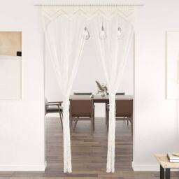 Berkfield Home Macrame Curtain 140x240 cm Cotton in Cream - thumbnail 2
