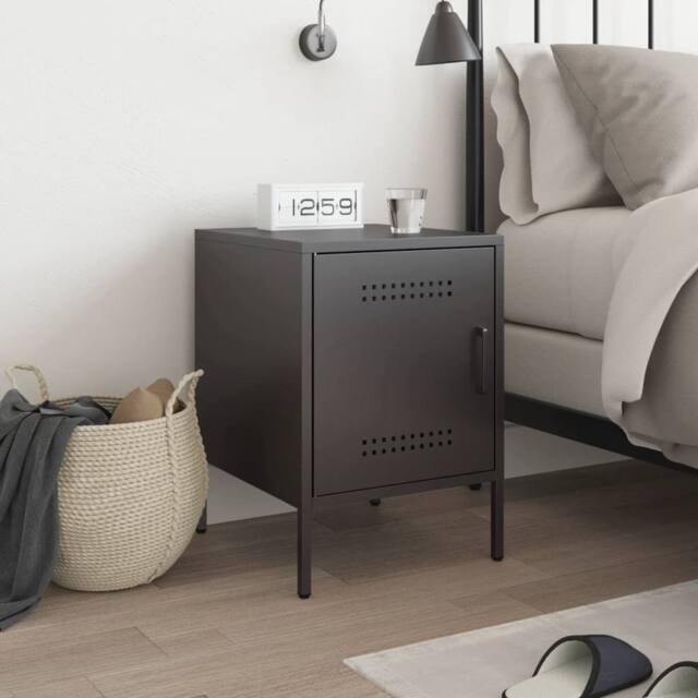 Berkfield Home Durable Bedside Cabinet Black 36x39x50.5 cm Steel - image 1