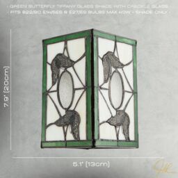 Happy Homewares Traditional Lantern Tiffany Pendant Lighting Shade with Butterflies in Green - thumbnail 7