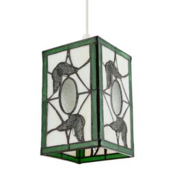 Happy Homewares Traditional Lantern Tiffany Pendant Lighting Shade with Butterflies in Green - thumbnail 6