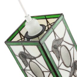 Happy Homewares Traditional Lantern Tiffany Pendant Lighting Shade with Butterflies in Green - thumbnail 5