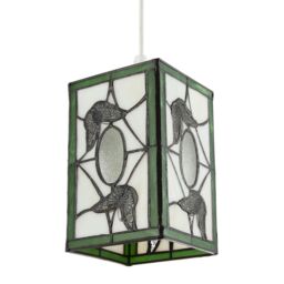 Happy Homewares Traditional Lantern Tiffany Pendant Lighting Shade with Butterflies in Green - thumbnail 8