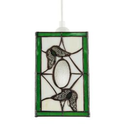 Happy Homewares Traditional Lantern Tiffany Pendant Lighting Shade with Butterflies in Green - thumbnail 3
