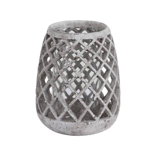 Love Lace Large Conical Ceramic Lattice Hurricane Lantern in Stone - image 1