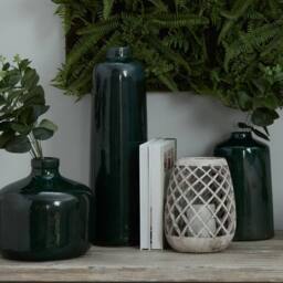 Love Lace Large Conical Ceramic Lattice Hurricane Lantern in Stone - thumbnail 3