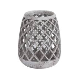 Love Lace Large Conical Ceramic Lattice Hurricane Lantern in Stone - thumbnail 1