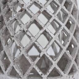 Love Lace Large Conical Ceramic Lattice Hurricane Lantern in Stone - thumbnail 2