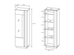 Vente-unique MURARI Display Cabinet - 1 Door - With Leds - Gloss White & Oak in Light Oak - thumbnail 7
