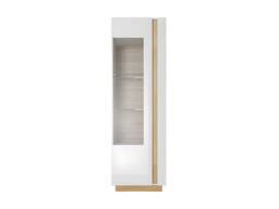 Vente-unique MURARI Display Cabinet - 1 Door - With Leds - Gloss White & Oak in Light Oak - thumbnail 2