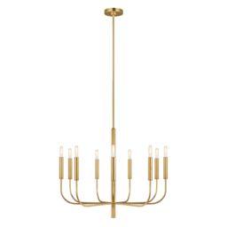 Loops 9 Bulb Chandelier Hanging Pendant LIght Burnished Brass LED E14 60W Bulb in Metallics - thumbnail 1