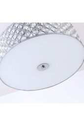 Harper Living Drum Semi Flush Ceiling Light with decorative Crystals in Metallic Silver - thumbnail 3
