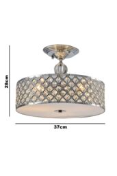 Harper Living Drum Semi Flush Ceiling Light with decorative Crystals in Metallic Silver - thumbnail 6