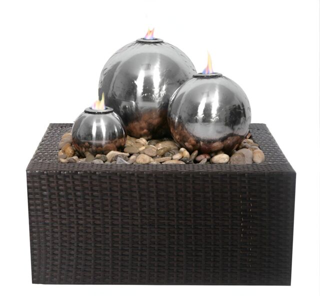 Primrose Water Feature Magma Triple Sphere Stainless Steel Fire & Water in Metallic Silver - image 1