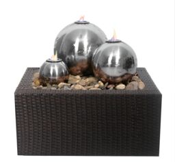 Primrose Water Feature Magma Triple Sphere Stainless Steel Fire & Water in Metallic Silver - thumbnail 1