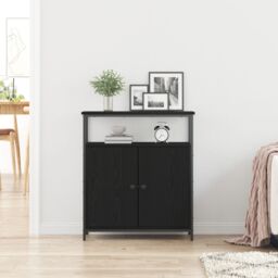Berkfield Home Sideboard Black Oak 70x30x80 cm Engineered Wood - Size: 70 x 30 x 80 cm - thumbnail 4