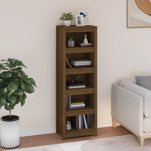 Berkfield Home Book Cabinet Honey Brown 50x35x154 cm Solid Wood Pine - Size: 50 x 35 x 154 cm - image 1