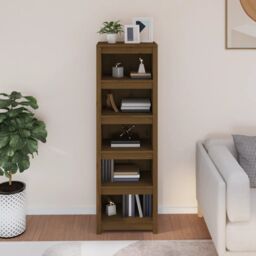 Berkfield Home Book Cabinet Honey Brown 50x35x154 cm Solid Wood Pine - Size: 50 x 35 x 154 cm - thumbnail 3