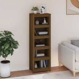 Berkfield Home Book Cabinet Honey Brown 50x35x154 cm Solid Wood Pine - Size: 50 x 35 x 154 cm - thumbnail 1