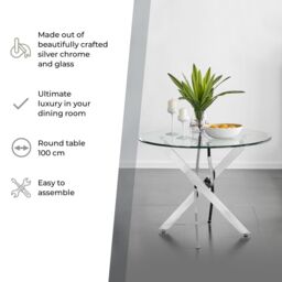 FurnitureboxUK Novara 100cm Round Dining Table & 2 Pesaro Black Leg Chairs in Navy - thumbnail 8