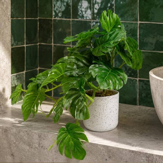 Leaf 30cm Artificial Green Potted Monstera Trailing Plant Premium - image 1