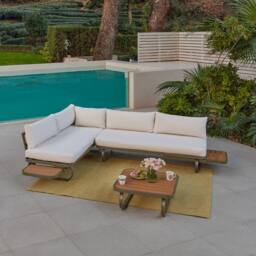 Home Detail Mauritius L-Shape Garden Sofa Set in Green