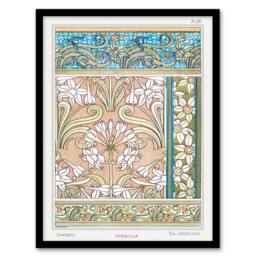 Artery8 Maurice Pillard Verneuil Framed Wall Art Print Daffodil Art Nouveau in Green - Size: A4 - thumbnail 1