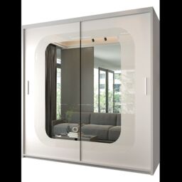 Sliding Wardrobes 4U Double Door Sliding Wardrobe With LED Light W203cm x H217cm x D62cm in White - thumbnail 2