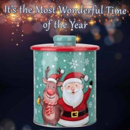 VFM e-Store Christmas Biscuit Tin Santa Themed Design X 1 15. 5cm Christmas Themed - thumbnail 3