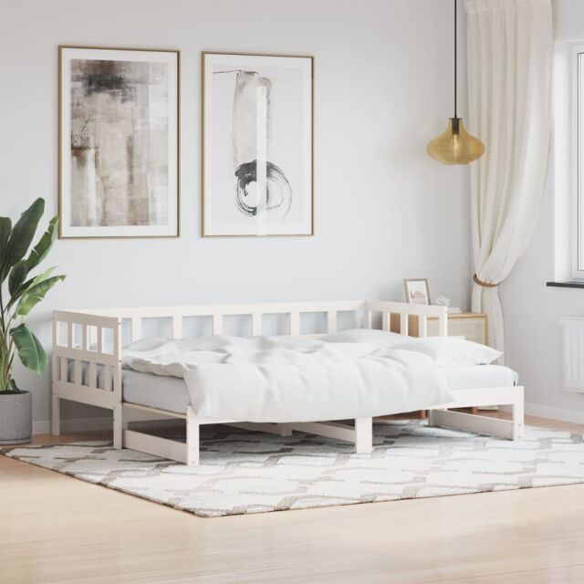 Berkfield Home Daybed with Trundle White 90x190 cm Solid Wood Pine - image 1