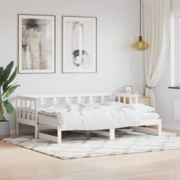 Berkfield Home Daybed with Trundle White 90x190 cm Solid Wood Pine - thumbnail 1